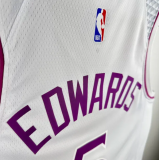 Timberwolves EDWARDS #5 White 1:1 Quality NBA Jersey 24/25