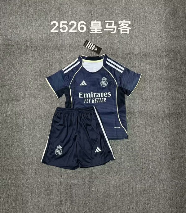 Real Madrid Away Kids Kits 1:1 Quality Soccer Jersey 25/26