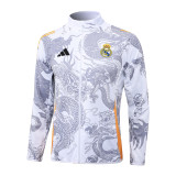 Real Madrid White (Inkjet Dragon)Training Tracksuit 1:1 Quality Training Jersey 24/25