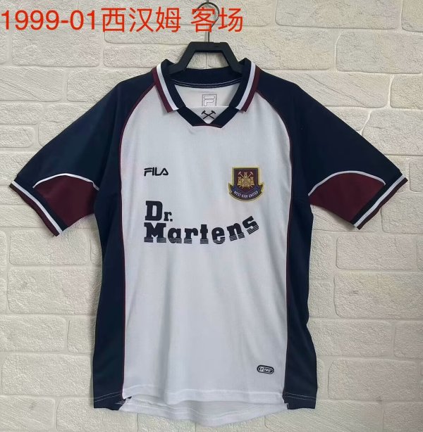 West Ham Away Retro1:1 Quality Soccer Jersey 1999/2001