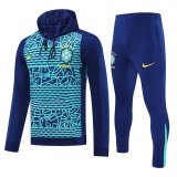 Brazil Hooded Long Sleeved Blue 1:1 Training suit 24/25