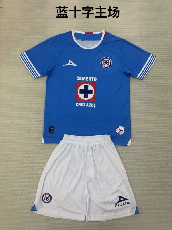 24/25 Cruz Azul Home Fans Kids Kits 1:1 Quality Soccer Jersey