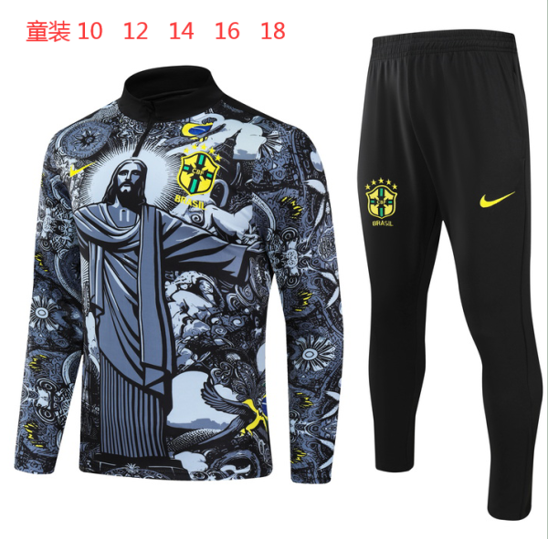 Brazil Black Kids 1:1 Quality Training Jersey 24/25