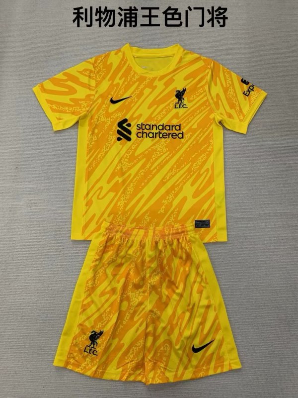 24/25  Liverpool Goalkeeper Yellow  Kids Kits 1:1 Quality Soccer Jersey