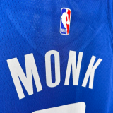 Kings MONK #0 Blue City Edition  1:1 Quality NBA Jersey热压 2024