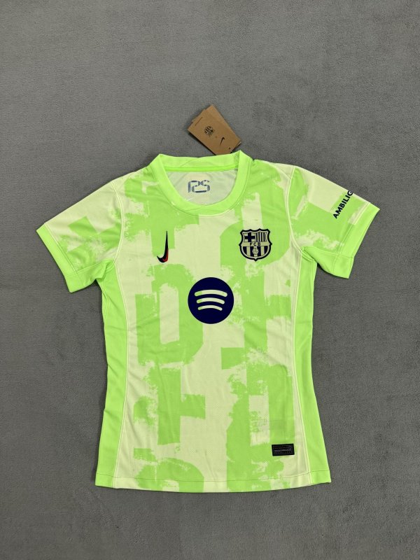 24/25 Barcelona Third Green Woman's  Fans 1:1 Quality Soccer Jersey（胸前大logo）