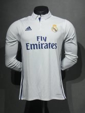 Real Madrid Home Long Sleeve Player Retro1:1 Quality Soccer Jersey 2016/2017