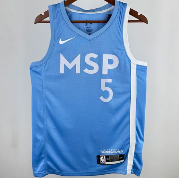 Timberwolves EDWARDS #5 White 1:1 Quality NBA Jersey 24/25