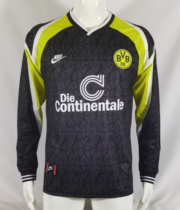 Dortmund Away Black Long Sleeve Fans Retro 1:1 Quality Soccer Jersey 1995/1996