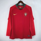 Portugal Home Long Sleeve   1:1 Retro Soccer Jersey 2018