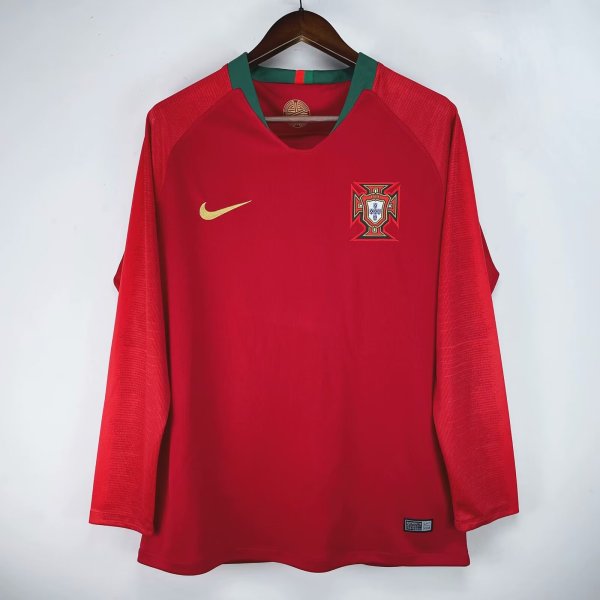 Portugal Home Long Sleeve 1:1 Retro Soccer Jersey 2018