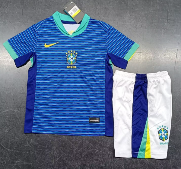 Brazil Away Kids 1:1 Quality Soccer Jersey 24/25