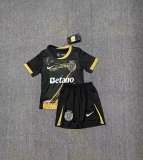 24/25 Sporting Lisbon Training Clothes Black Kids Kits 1:1 Soccer Jersey