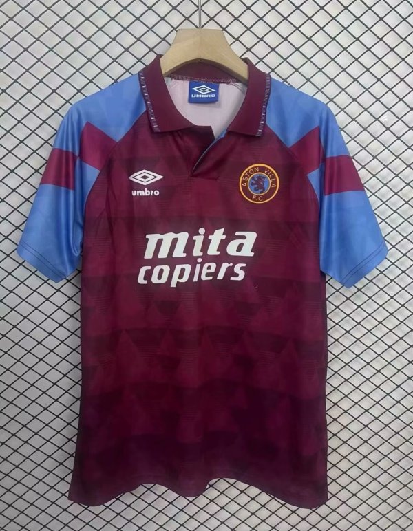 Aston Villa Home Retro 1:1 Quality Soccer Jersey 1990