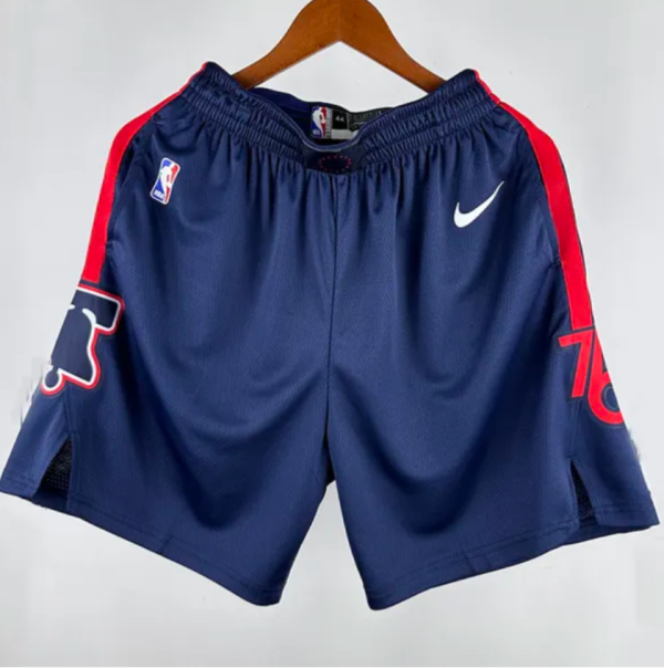 76ers Sapphire Blue City Edition 1:1 Quality Retro NBA Cotton Pants 24/25