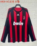 AC Milan Long Sleeve Home Fans 1:1 Retro Soccer Jersey 2008/2009