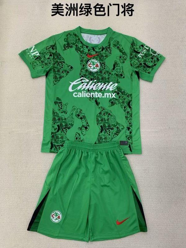 America Goalkeeper Green Kids Kits 1:1 Quality Soccer Jersey 24/25