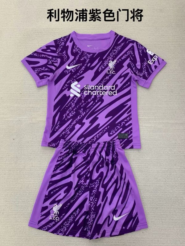Liverpool Goalkeeper Purple  Kids Kits 1:1 Quality Soccer Jersey 24/25