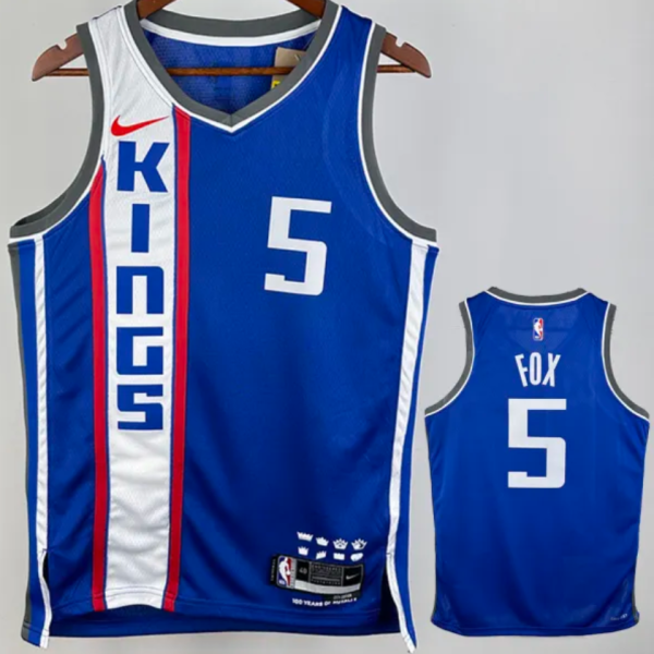 Kings FOX #5 Blue City Edition 1:1 Quality NBA Jersey热压 2024
