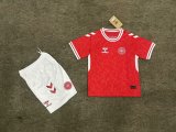 Denmark  Home Kids Kits 1:1 Quality Soccer Jersey 24/25