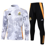 Real Madrid White (Inkjet Dragon)Training Tracksuit 1:1 Quality Training Jersey 24/25