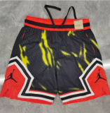 Jordon Black Red NBA Shorts   1:1 Quality Retro NBA Cotton Pants 24/25