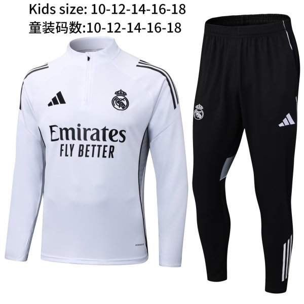 Real Madrid White Kids 1:1 Quality Training Jersey 25/26