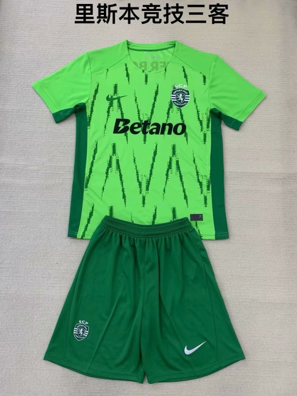 Sporting Lisbon Third Kids Training Kits 1:1 Soccer Jersey 24/25