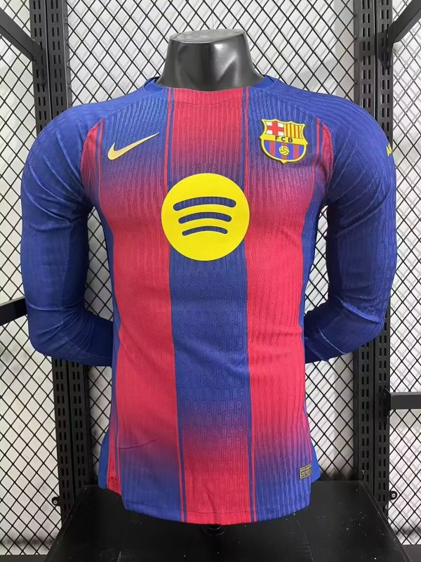Barcelona Home Long Sleeved PLayer 1:1 Quality Soccer Jersey 25/26