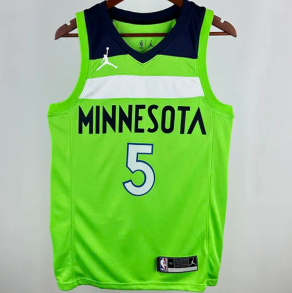 Timberwolves EDWARDS #5 Fluorescent Green 1:1 Quality NBA Jersey 24/25