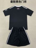 Manchester United Goalkeeper Black Kids Kits 1:1 Soccer Jersey 24/25