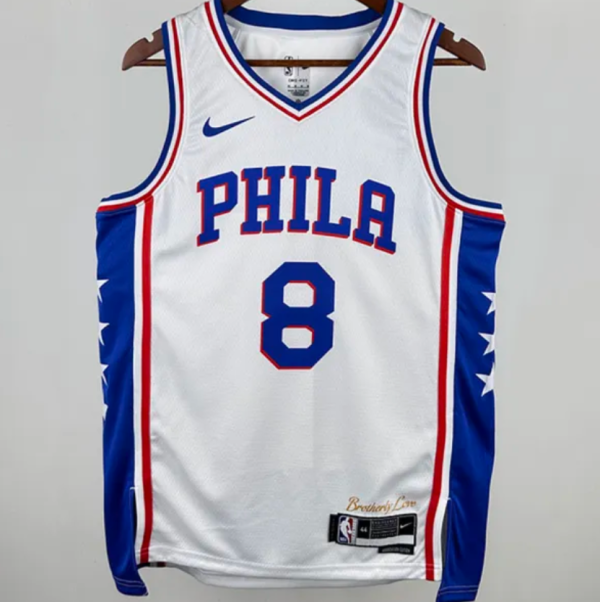 76ers GEORGEG #8 White 1:1 Quality NBA Jersey 2025 热压