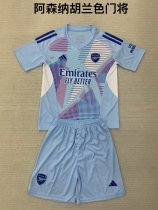 24/25 Arsenal Goalkeeper Lake Blue Kids Kits 1:1 Soccer Jersey