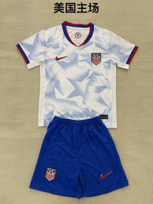 USA Home White Kids Soccer Jersey 25/26