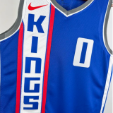 Kings MONK #0 Blue City Edition  1:1 Quality NBA Jersey热压 2024