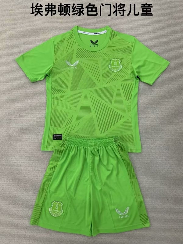 Everton Goalkeeper Green Kids Kits 1:1 Quality  Soccer Jersey 24/25
