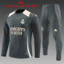 Real Madrid  Kids Dark Grey Player 1:1 Quality Training Jersey 24/25