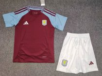 Aston Villa  Home  Kids Kits 1:1 Quality  Soccer Jersey 24/25