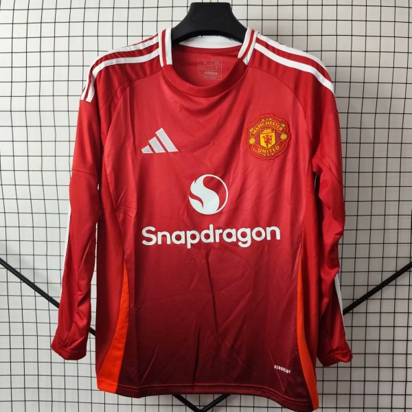 24/25 Manchester United Home Long Sleeve1:1 Quality Soccer Jersey