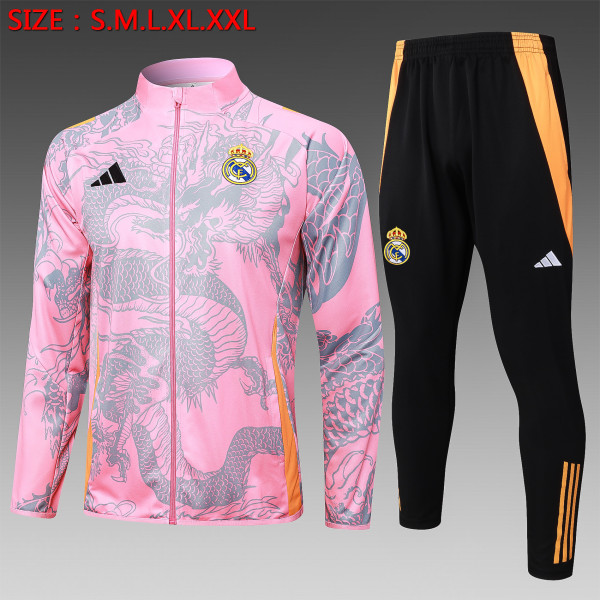 Real Madrid Pink (Inkjet Dragon) Training Tracksuit 1:1 Quality Training Jersey 24/25