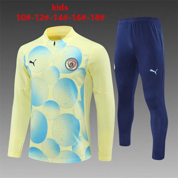 Manchester City Military Light Yellow Kids 1:1 Quality Training Jersey 24/25