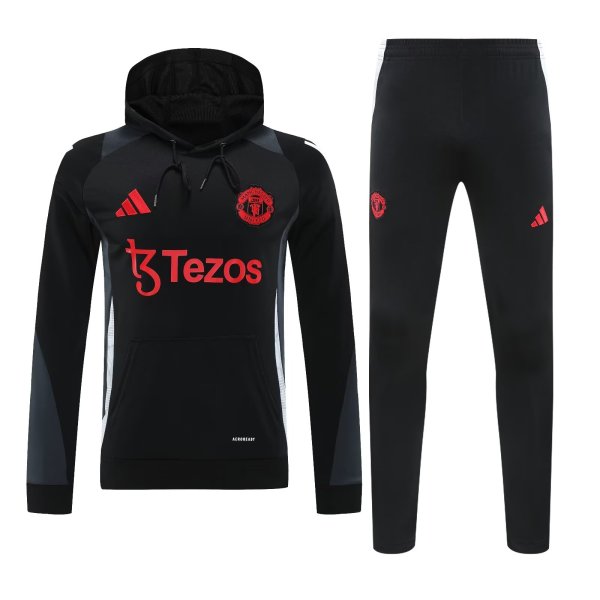 Manchester United Hooded Long Sleeved Black 1:1 Training suit 24/25