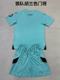 24/25 Wolves Goalkeeper Blue Kids Kits 1:1 Quality Soccer Jersey