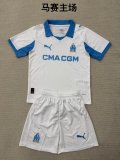 Marseille Home Kids Kits 1:1 Quality Soccer Jersey 25/26