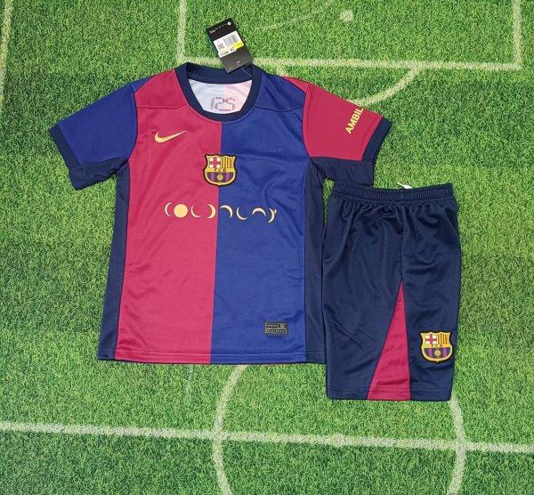 Barcelona Coldplay Band  Kids Kits 1:1 Soccer Jersey 24/25（月亮广告）
