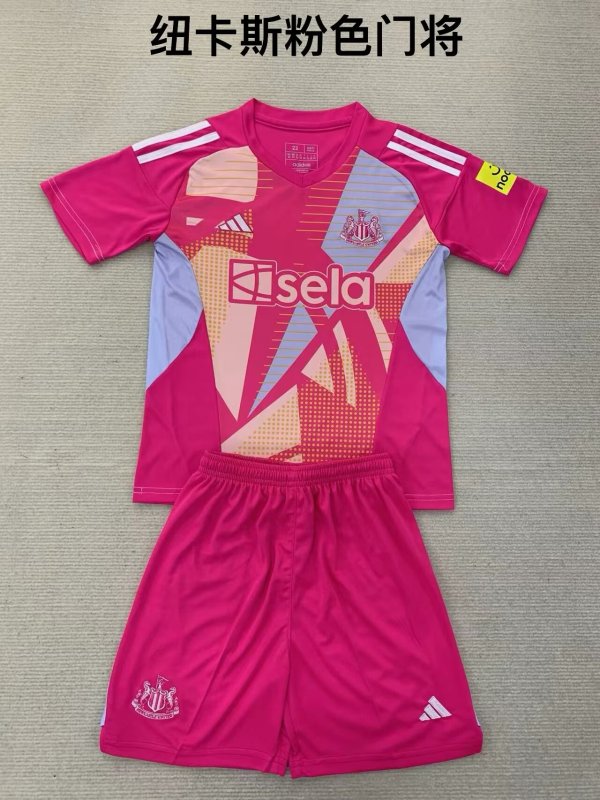 Newcastle Goalkeeper Pink Kids Kits 1:1 Soccer Jersey 24/25