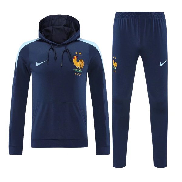 France Hooded Long Sleeved Blue1:1 Training suit 24/25