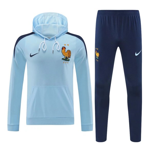 France Hooded Long Sleeved Blue 1:1 Training suit 24/25