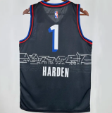 76ers HARDEN #1 Sapphire Blue City Edition 1:1 Quality NBA Jersey 热压 2021