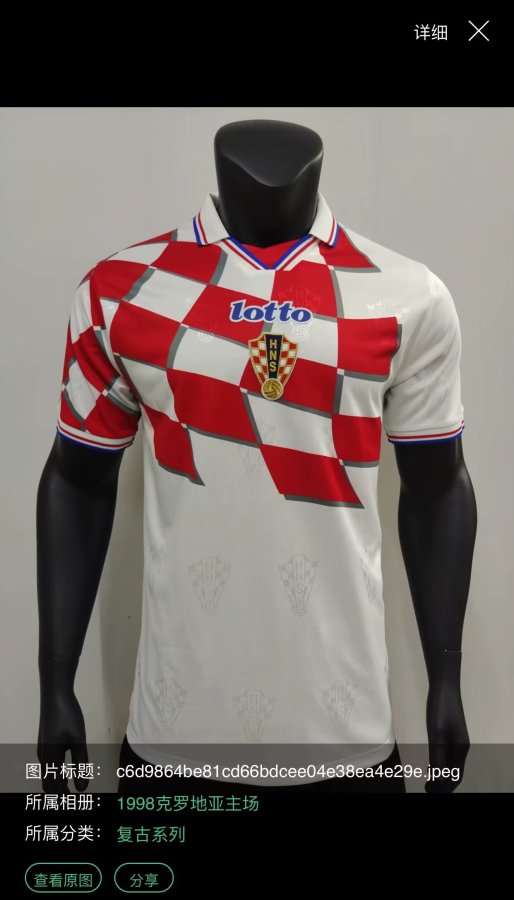 Croatia Home White Player 1:1 Quality Retro Soccer Jersey 1998